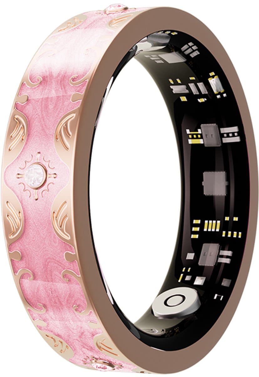 WizBay Premium Select® Bohemian Smart Ring - Cherry Blossom Pink - Hartslag, Slaap en Zuurstofmeting - Activiteitstracker - Maat 9