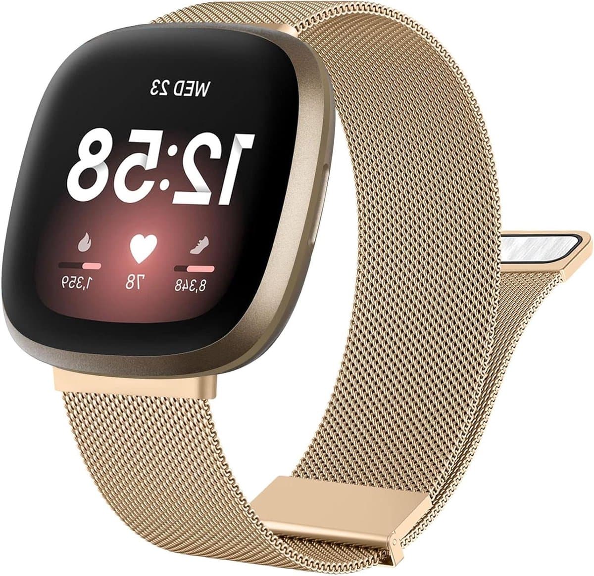 CSGoods - Armband van roestvrij staal voor Fitbit Versa en Sense, metalen reserveband - compatibel met Fitbit Versa 3, Versa 4, Sense 2 - metaal