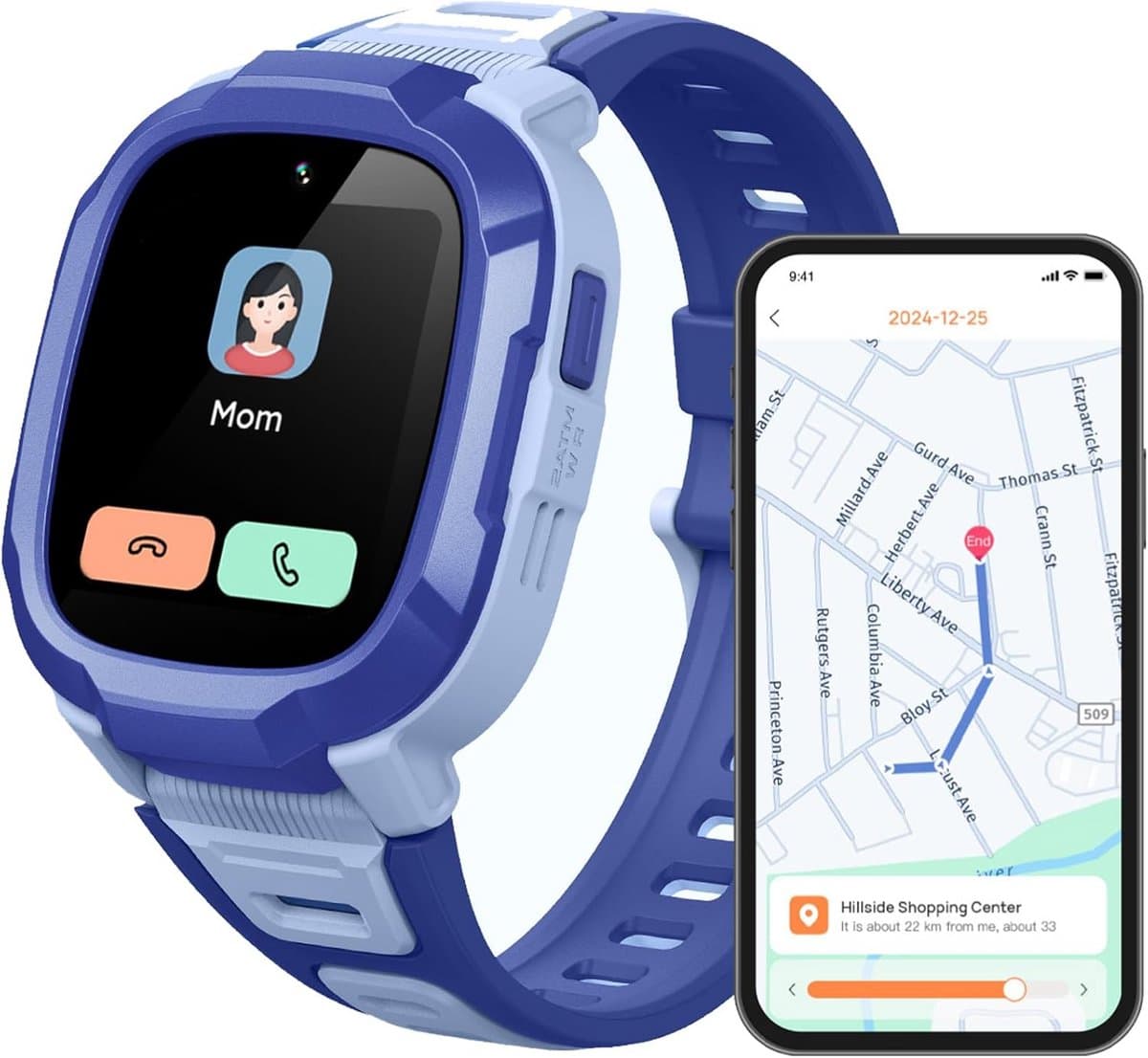 Kinder Smartwatch 4G GPS Tracker met Bellen, Camera en SOS Knop - Waterdicht Blauw