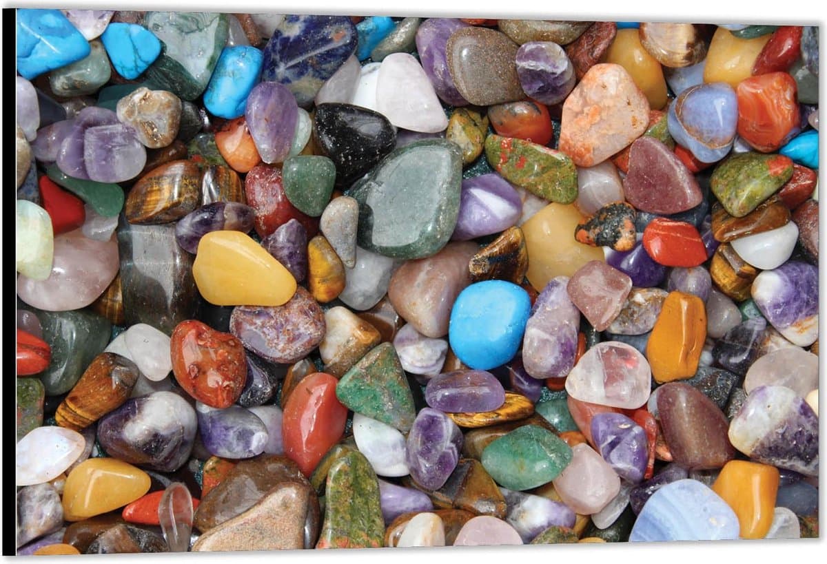 Dibond –Verschillende Soorten Edelsteentjes– 120x80 Foto op Aluminium (Wanddecoratie van metaal)