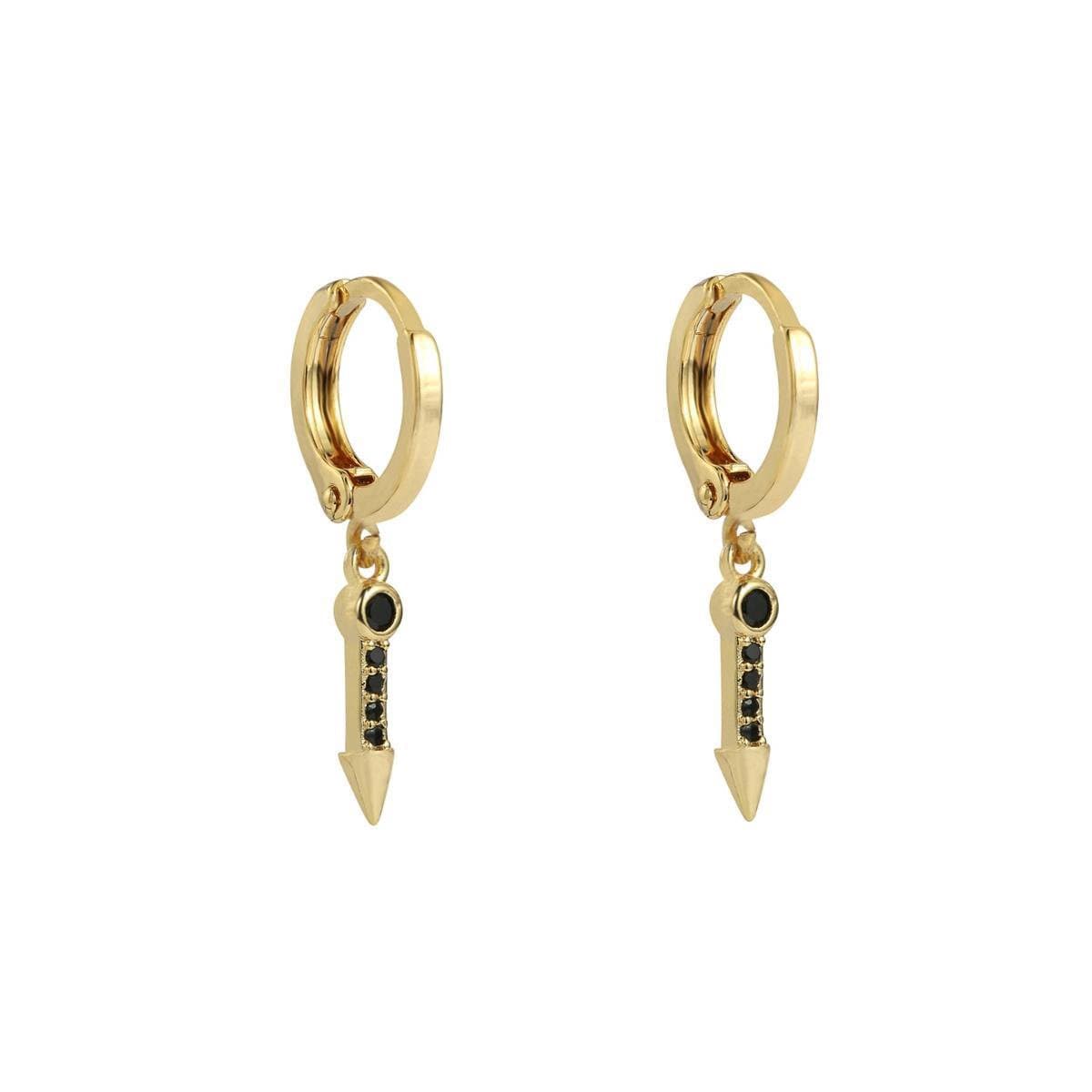 Oorbellen Zirconia Arrow — Goud - Zwart- Moederdag cadeautje - cadeau voor haar - mama