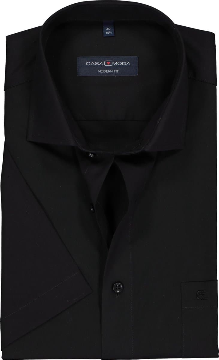 CASA MODA modern fit overhemd - korte mouw - zwart