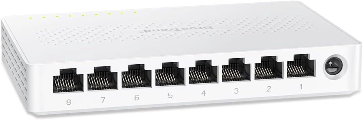 Ethernet Switch - Netwerk Hub - Snel Internet - 25 Gbps Snelheid - 8 Poorten - Wit