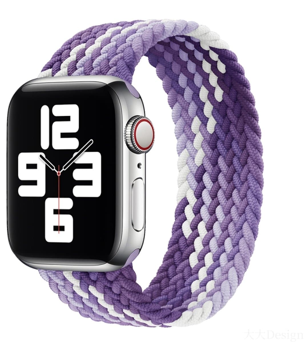 Nylon Single-turn gevlochten horlogeband voor Apple Watch Series 8&7 41mm / SE 2&6&SE&5&4 40mm / 3&2&1 38mm, lengte: 155mm (druif paars)