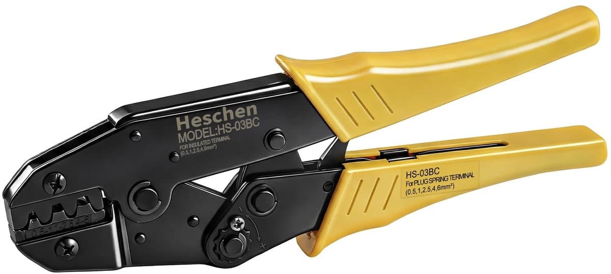 Dailygoods - Ratchet Crimping Plier - Crimping Tool - Voor Non-Insulated Jacks - Geel - 0.5-6mm² - Handige Crimpfunctie - Geschikt voor Elektrisch Werk