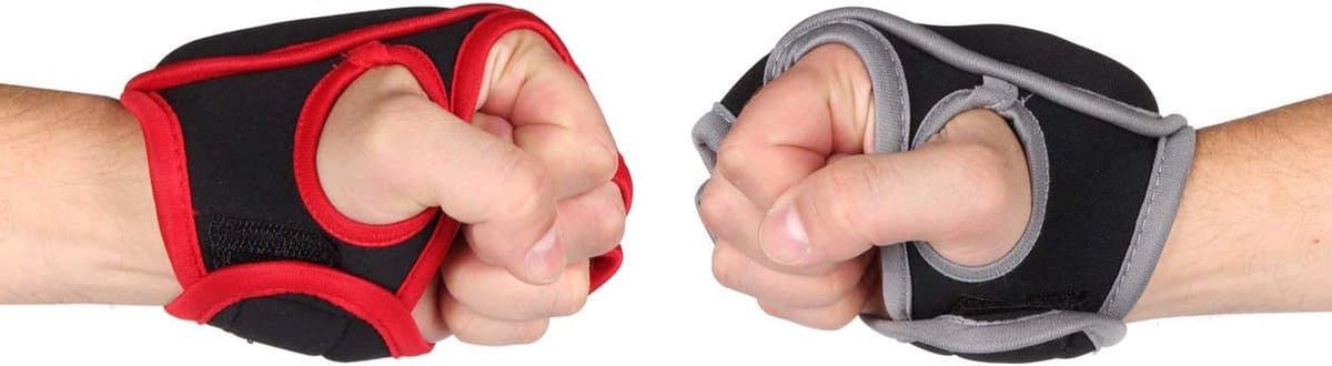 Piloxing Pols Gewicht Handschoenen - Fitness Handschoenen Gewicht - Piloxing Training - Neopreen Materiaal - 2x025 kg - Zwart Rood