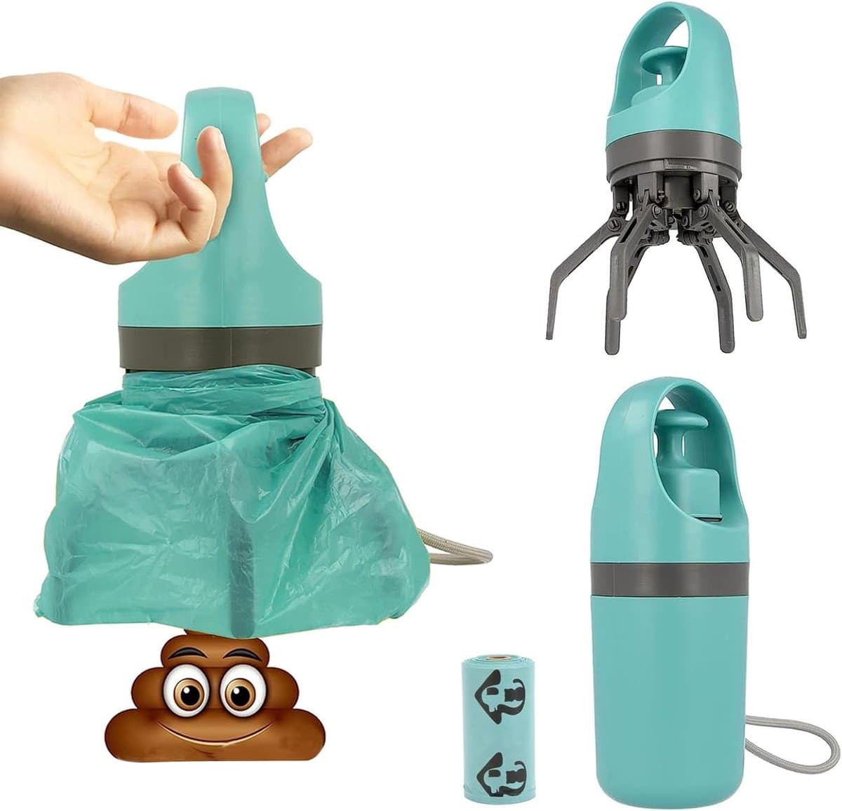 Pooper Scooper - Hondenpoep Opruimer - Hondenuitlaten - No-Touch Ontwerp - Inclusief 15 Zakjes - Zwart