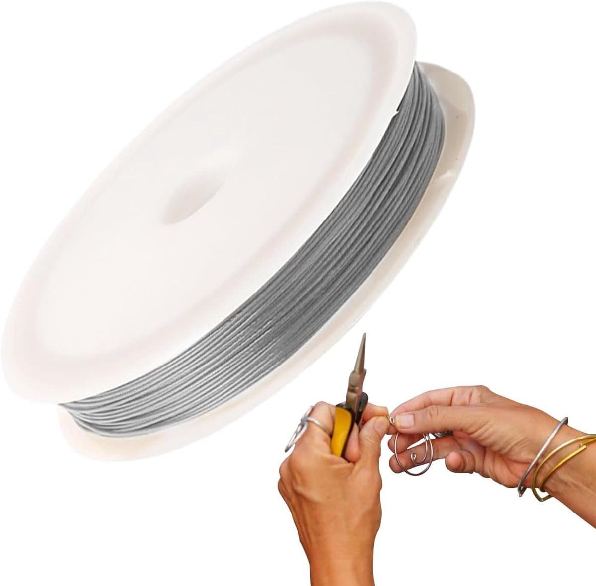 Kralendraad Metaal - Rijgdraad Sieraden - Armbanden Maken - Krasvast Flexibel - 1 Meter - Zilverkleurig
