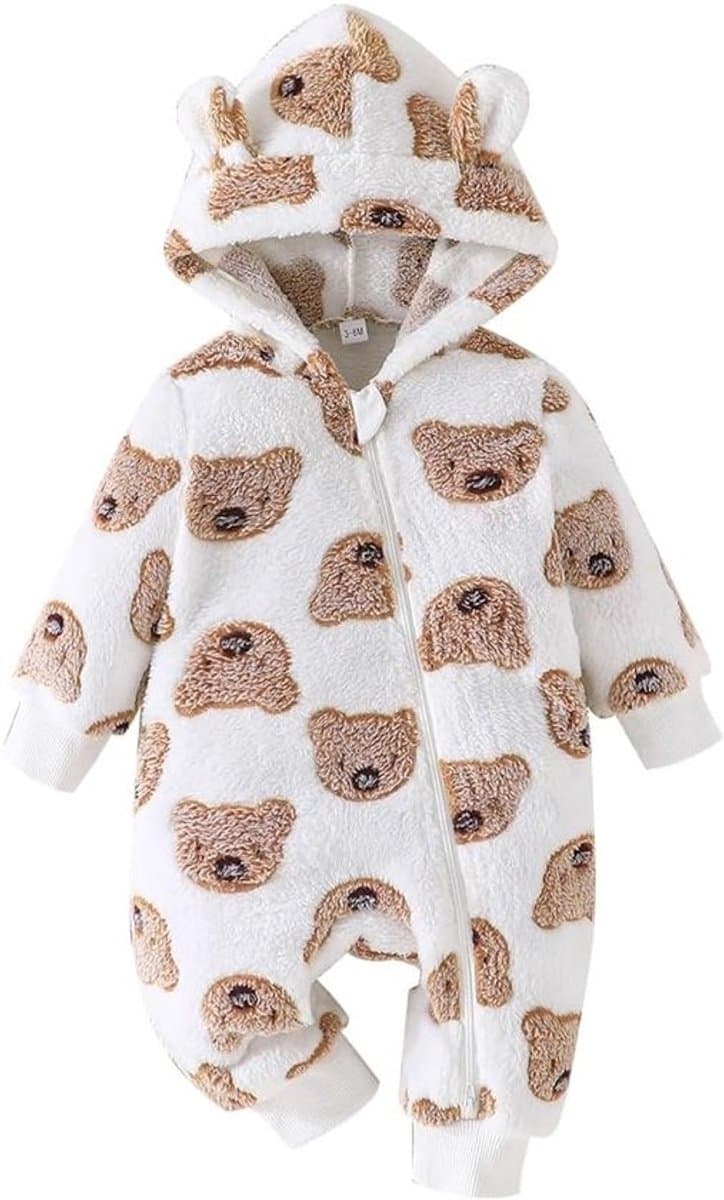 Baby Romper - Baby Jumpsuit - Warm Blijven - Berenprint - 0-18 Maanden - Multicolor