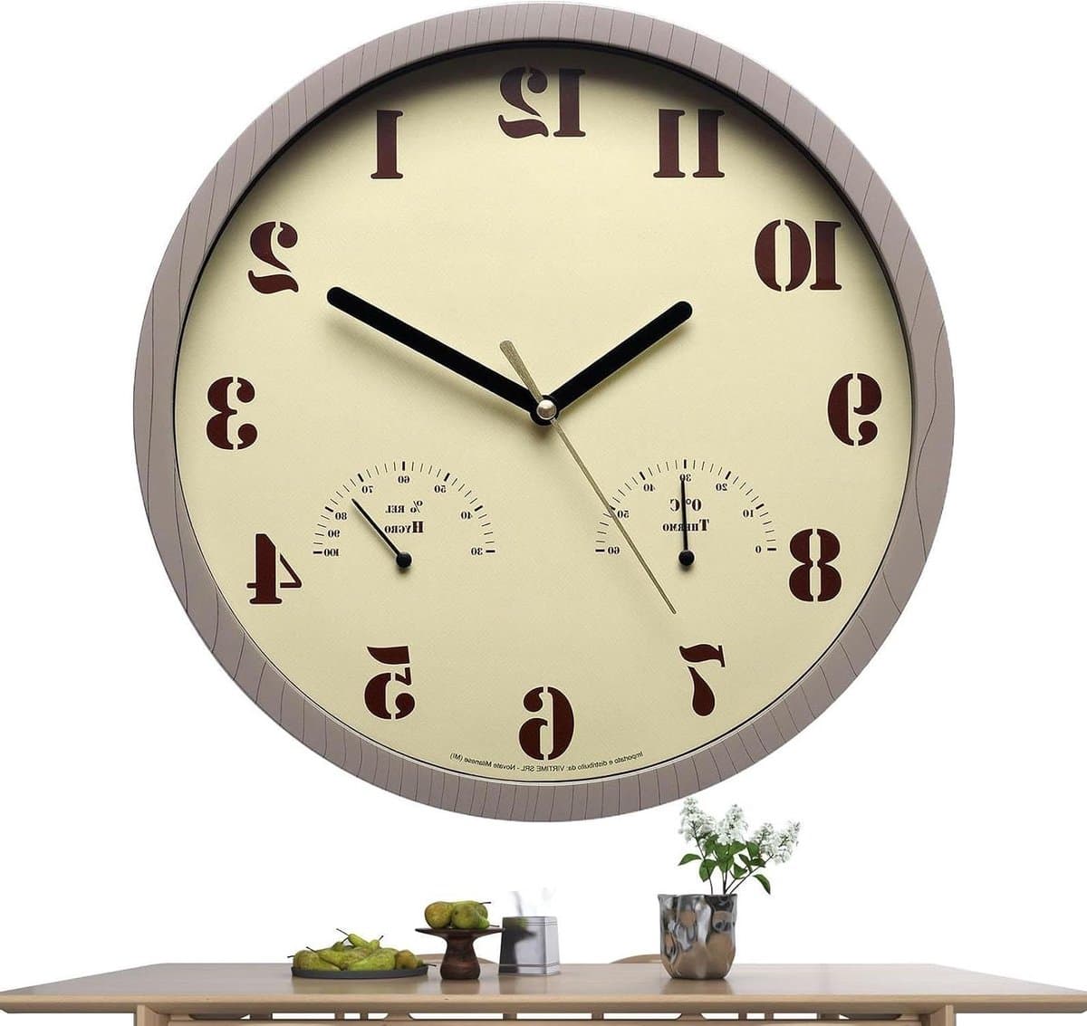 Buitenklok met Hygrometer - Wandklok Tuin - Tijd en Weer Monitoren - Stille Quartz Uurwerk - 25.7 cm Breedte - Bruin