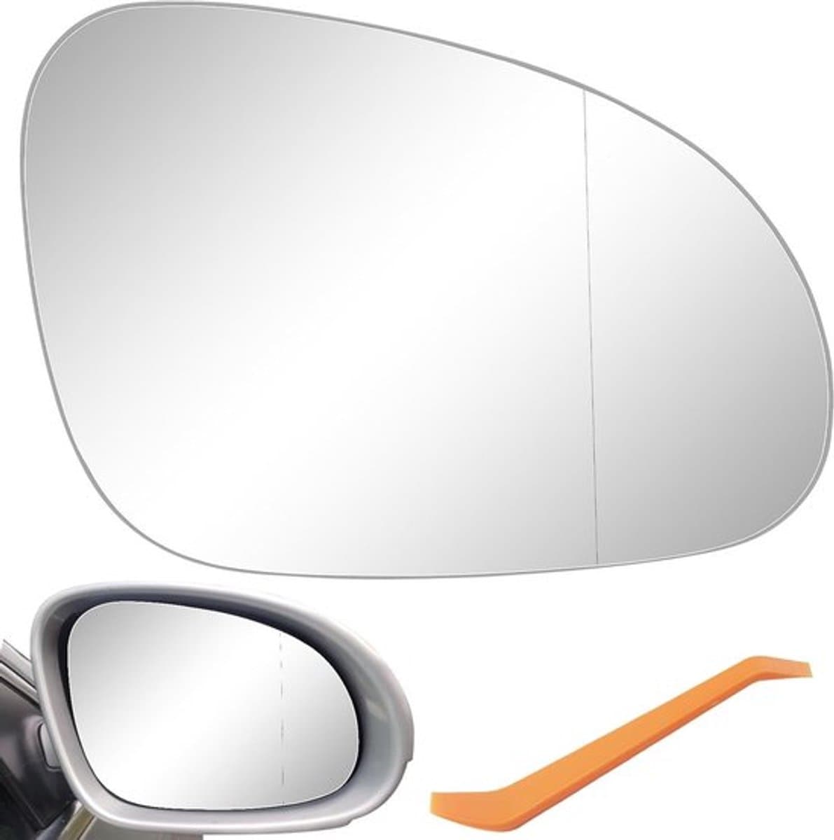 Verwarmde Vervangende Spiegelglas voor VW Golf 5, Passat B6 en Jetta 5 - Bestuurderszijde, Achteruitkijkspiegel, 2006-2010