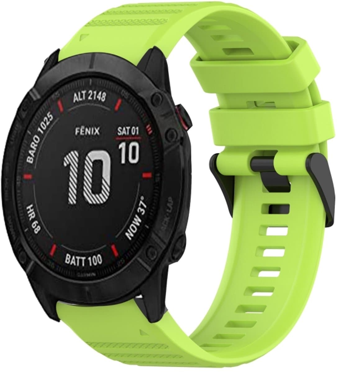Voor Garmin Fenix 6X Sapphire 26mm Horizontale Textuur Siliconen Horlogeband met Removal Tool (Lime Groen)