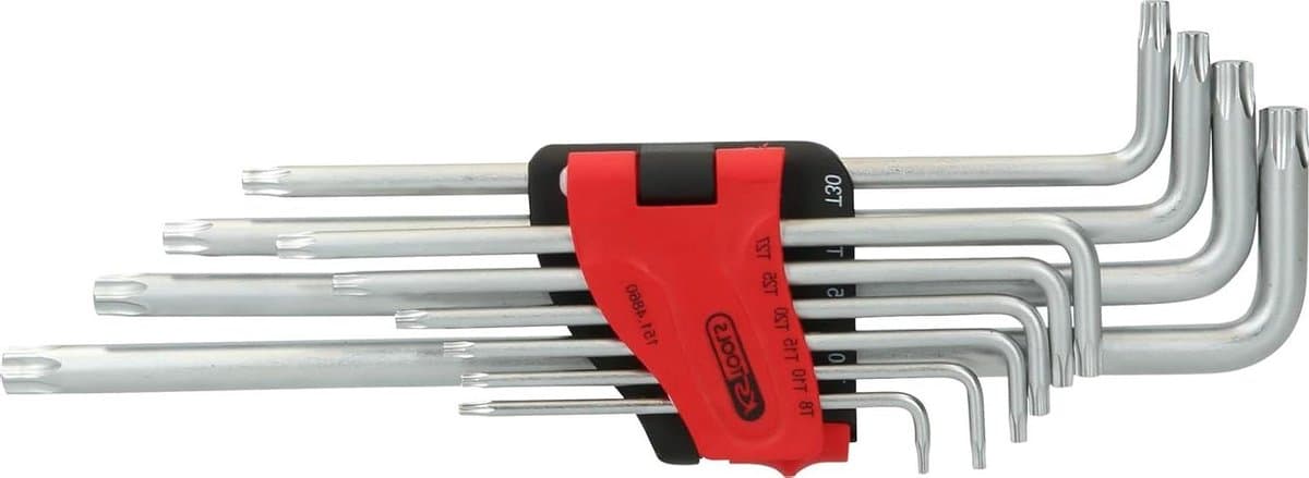 Haakse Torx Sleutelset - Inbussleutelset Torx - Klusserij Werkzaamheden - Extra Lange Uitvoering - 10-delig - Mat