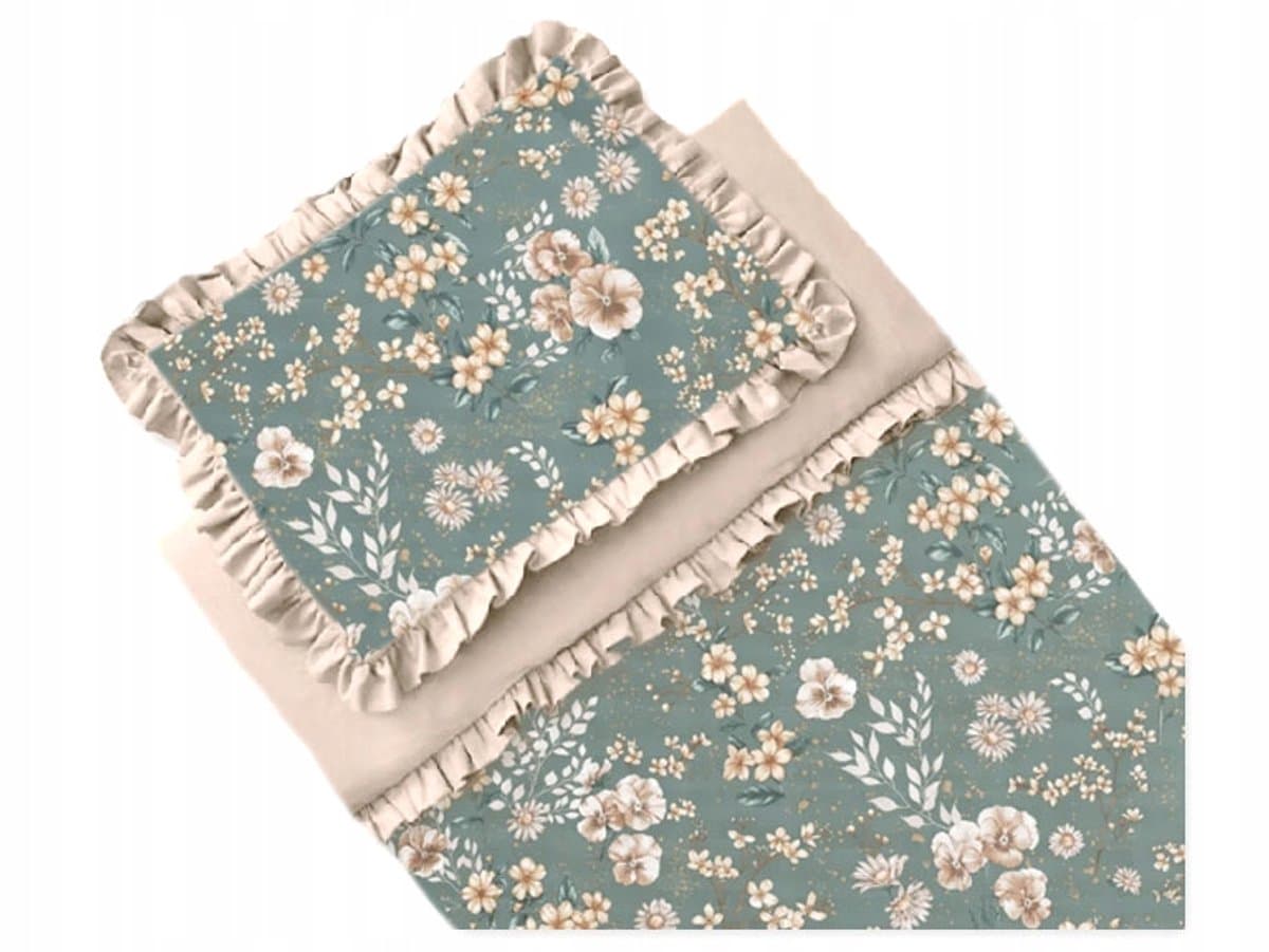 Katoenen Kinderbeddengoed 100x135 cm met Ruches - Groen