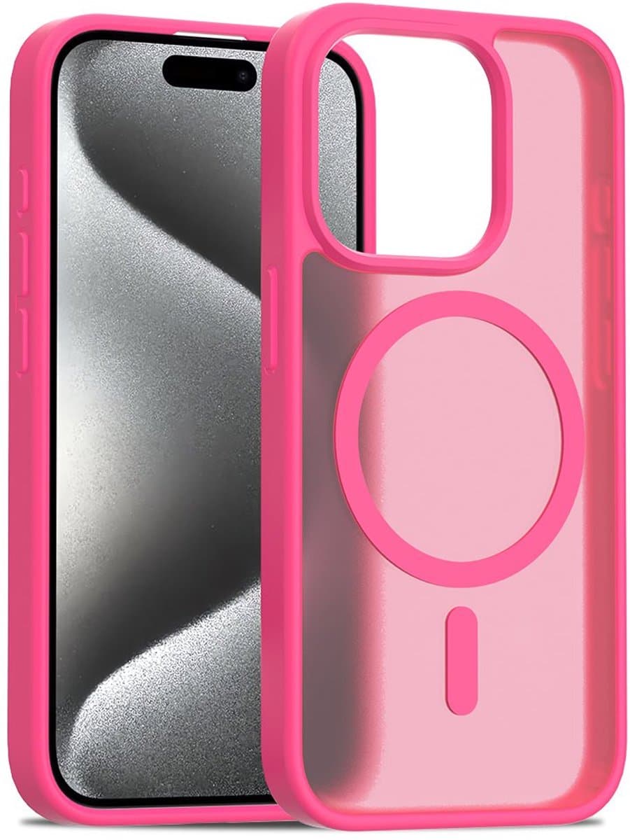Solidenz Hoesje - Geschikt voor iPhone 16 Max - FrostMag Backcover geschikt voor MagSafe - Fel Roze