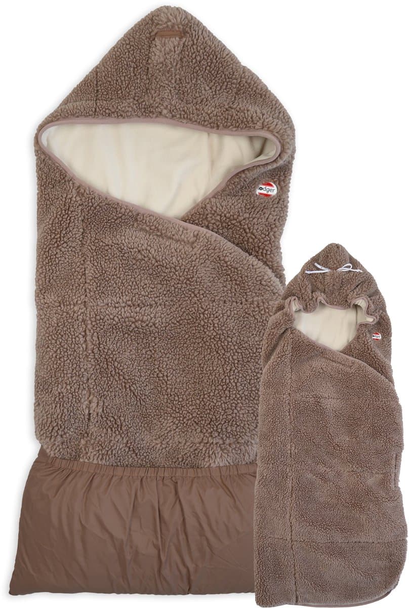 Lodger Wrapper - Teddy Wikkeldeken voor Autostoel - Bruin - 0-9 Maanden - Verstelbaar - Omslagdoek Baby