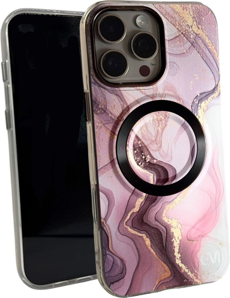 HEM Artistic Black-Rose Hoesje geschikt voor iPhone 16 - Hoesje Magsafe Compatibel - Shockproof Backcover