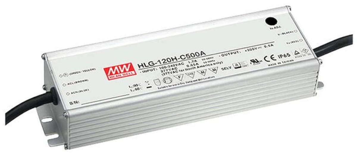MW Mean Well HLG-120H-C350A LED-driver, LED-transformator Constante stroomsterkte 150 W 0.35 A 215 - 430 V/DC PFC-schak