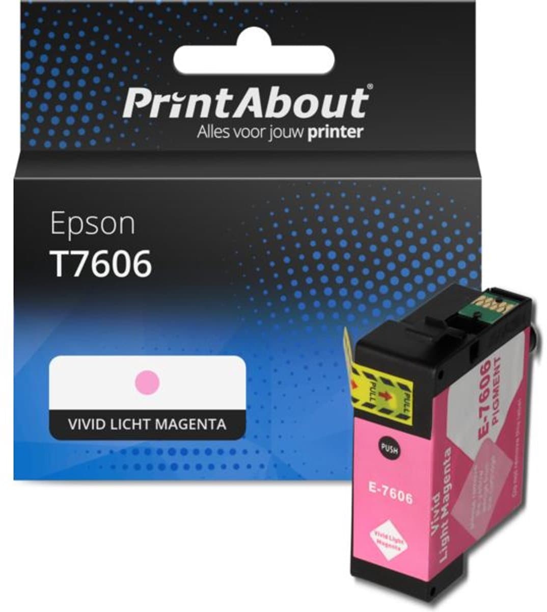 PrintAbout Huismerk Epson T7606 Inktcartridge Vivid licht magenta