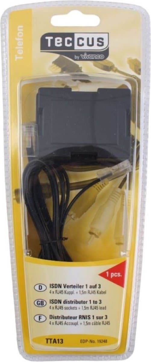 Teccus ISDN Y Splitter 1 naar 3 RJ45 Splitter