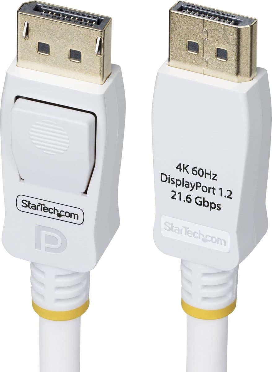 StarTech.com 1,8m VESA Gecertificeerde DisplayPort 1.2 Kabel, Wit, 4K 60Hz, Vergrendelbare DP Connectors, DP 1.2 Kabel