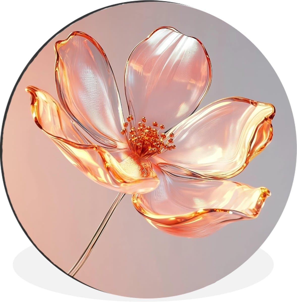 WallCircle - Wandcirkel - Muurcirkel - Glazen - Bloem - Roze - Aluminium - Dibond - 60x60 cm - Binnen en Buiten