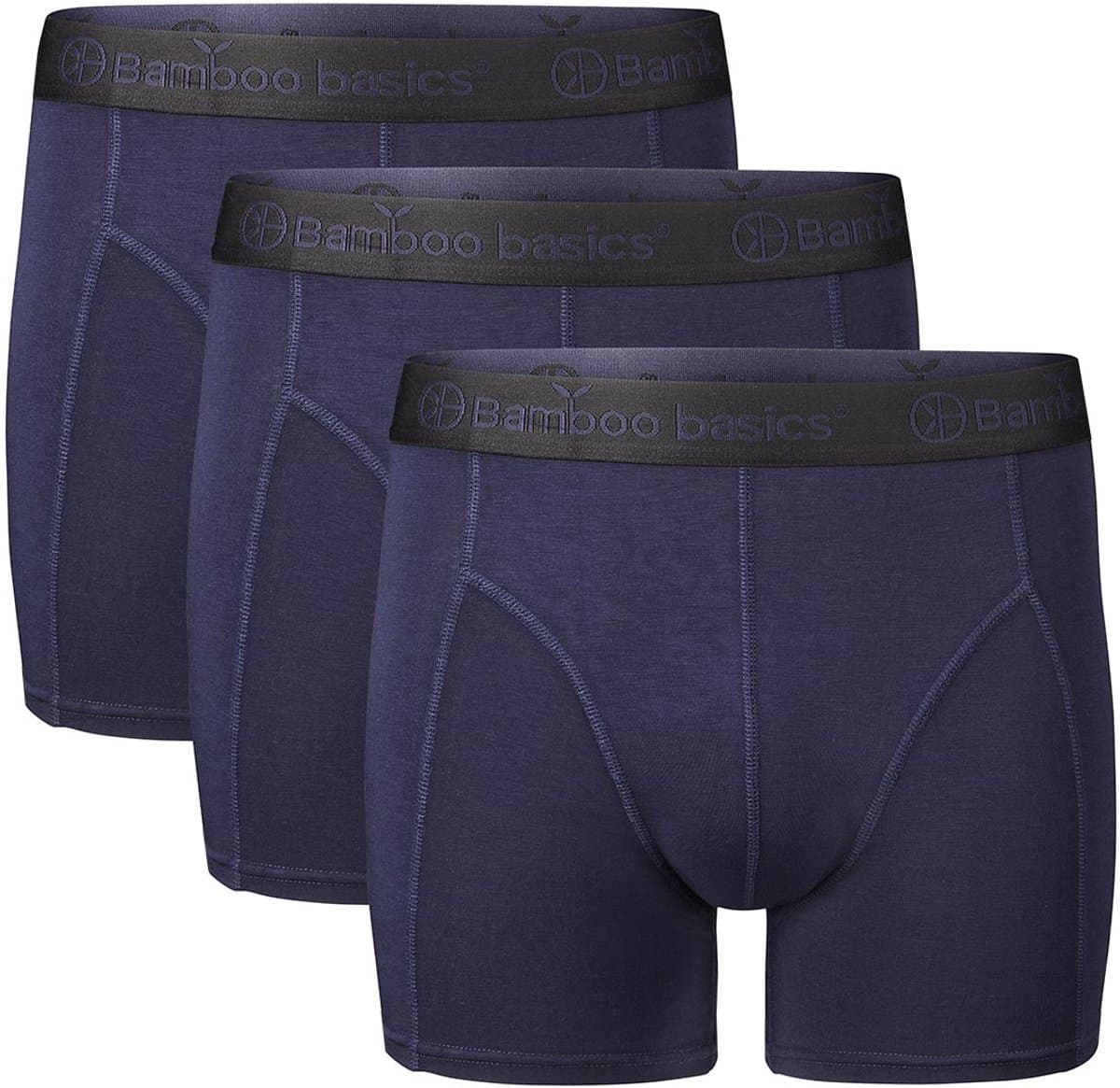 Bamboo Basics Heren Bamboe Boxershorts Rico (3-pack) - Navy - Ondergoed Heren - Boxershort Heren Lange pijp - Maat S