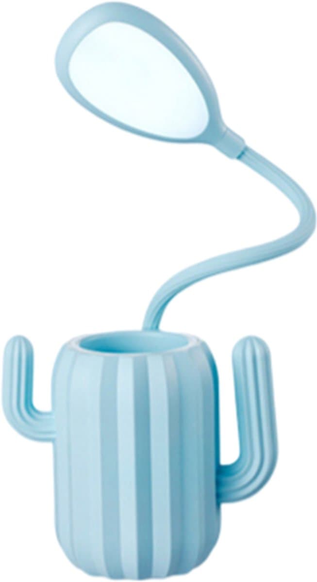 TechKidz, Potloodhouder met LED verlichting Flexibele steel Cactus model, Blauw