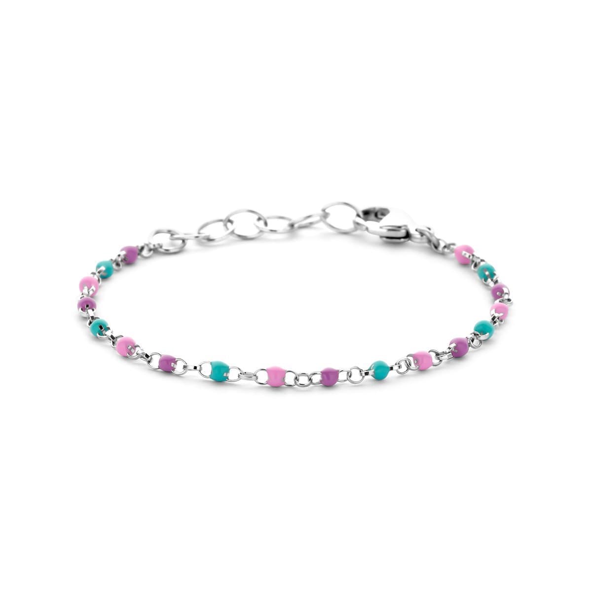 Zilver Gerhodineerd Armband Bolletjes Gekleurd Emaille 11 + 2 Cm 1339012