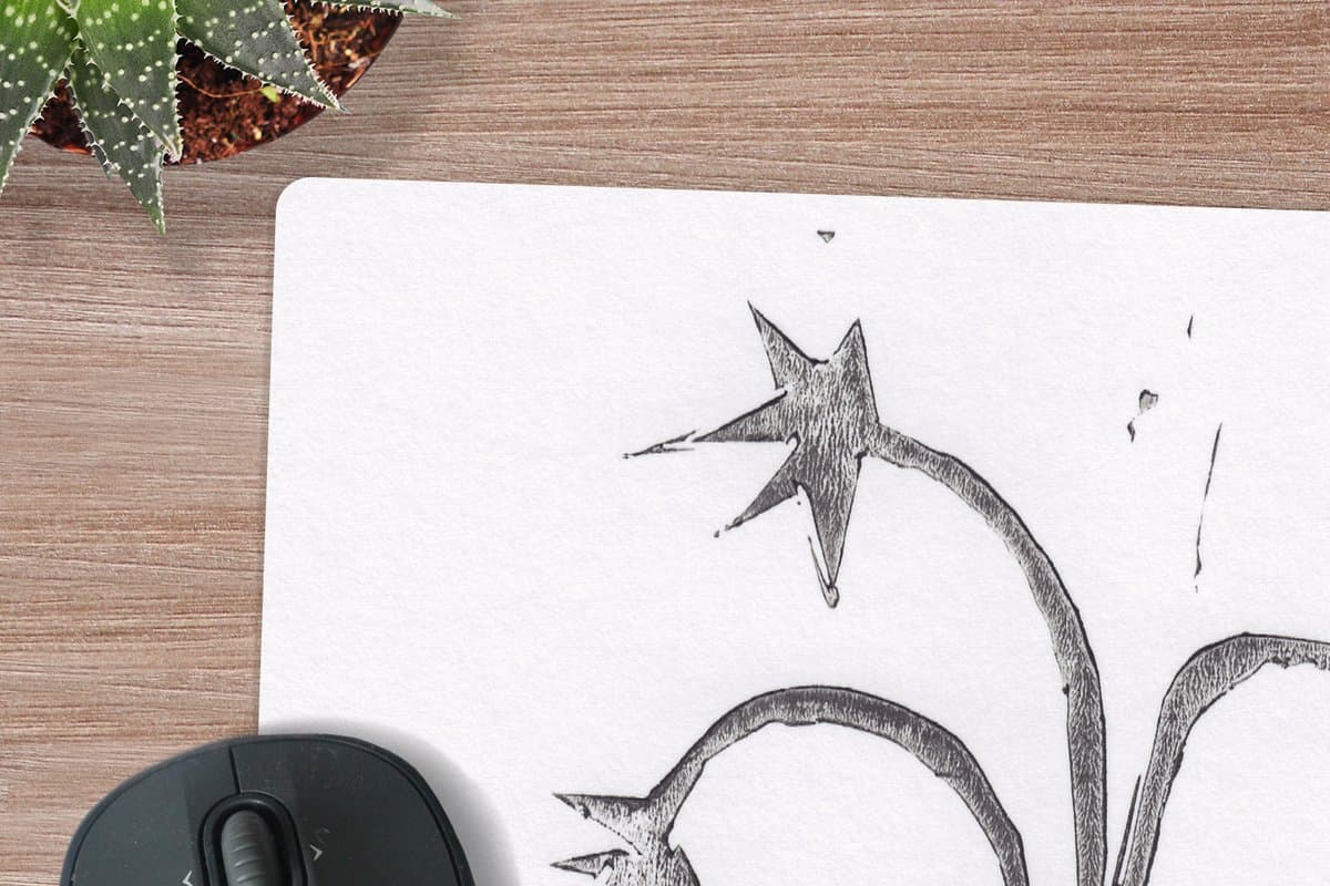 Muismat XXL 60x60 cm - Bureau onderlegger - Bureau mat Plant - Vaas - Zwart - Wit - Bloem - Bureaumat - Gaming mousepad xl - Bureaulegger groot - Computer deskmat