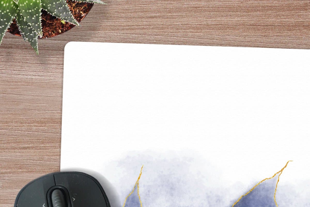 Muismat XXL 60x60 cm - Bureau onderlegger - Bureau mat Marmer - Blauw - Marmer printlook - Goud - Textuur - Bureaumat - Gaming mousepad xl - Bureaulegger groot - Computer deskmat