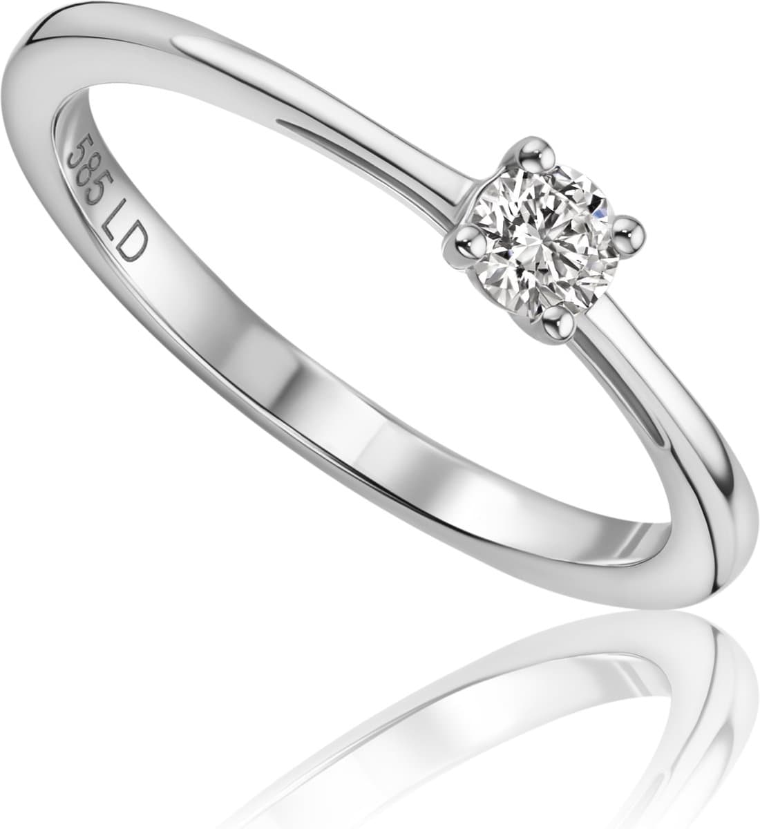Miore Pure Ring - Gemaakt van 14 Karaat Witgoud - Met Diamanten - Handgemaakte Sieraden - Trouwringen - set - Elegante Dames Sieraden - Maat 50