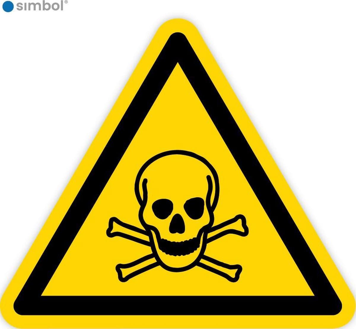 Simbol - Stickers Giftige Stoffen - Doodshoofd (W016) - Duurzame Kwaliteit - Formaat ▲ 5 x 5 x 5 cm.