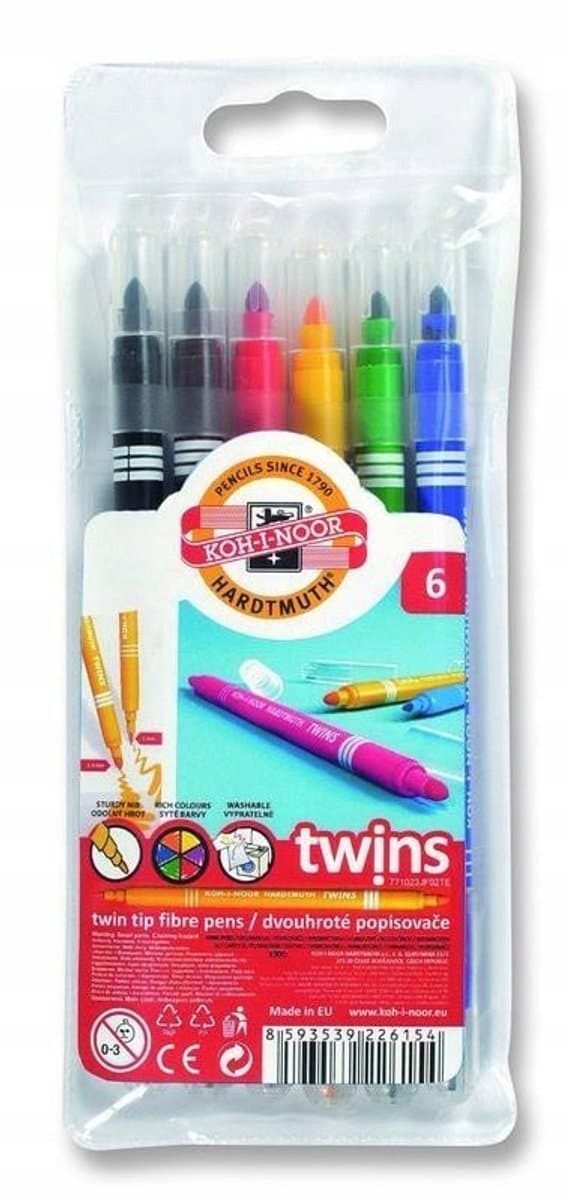 Koh-I-Noor Dubbelzijdige Markers Set - 6 Levendige Kleuren