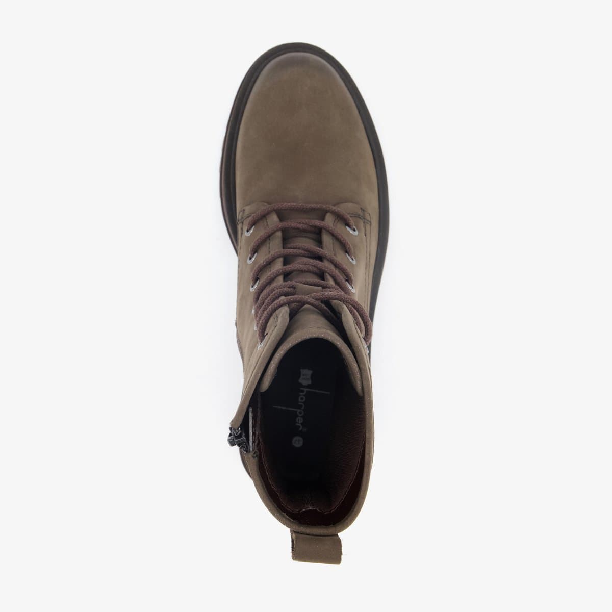 Harper leren dames veterboots donkerbruin - Maat 39