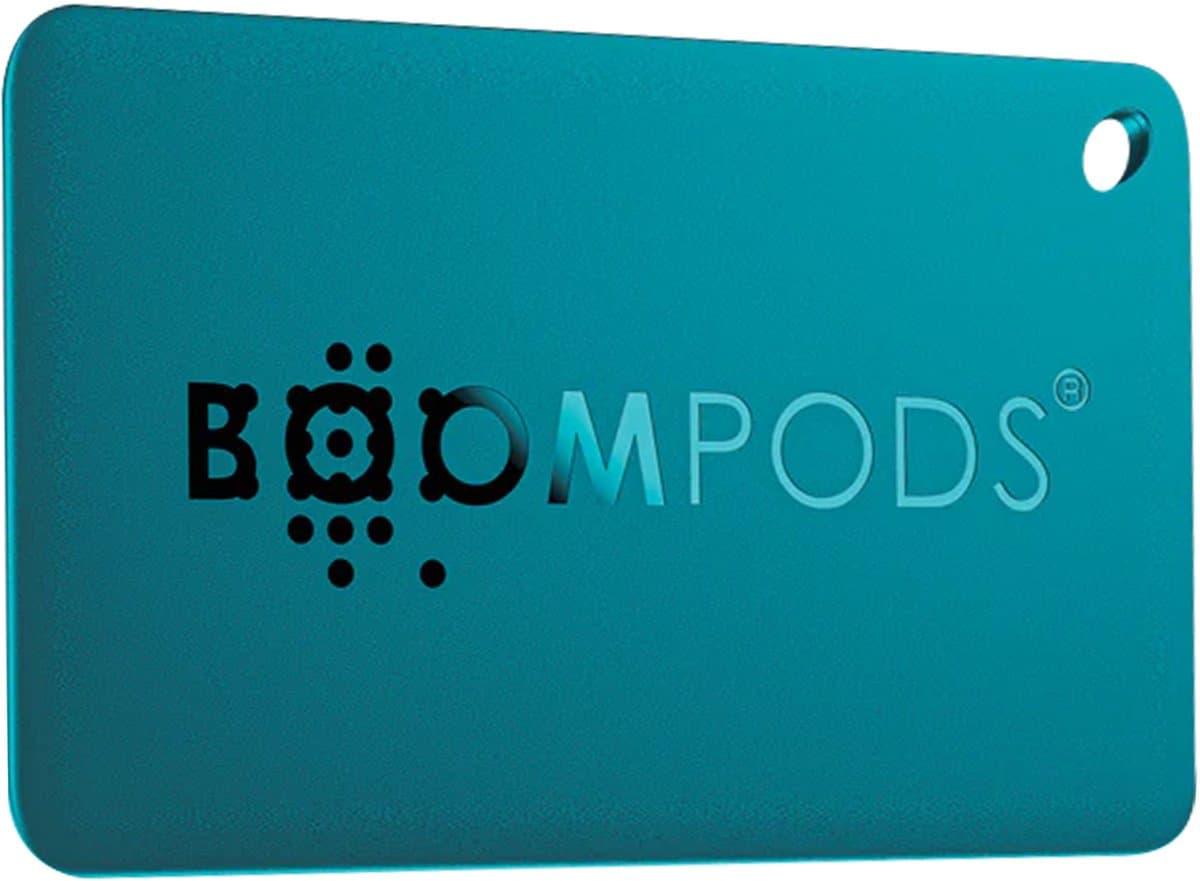 Boompods, Oplaadbare Bluetooth-tracker met Qi-oplaadfunctie in creditcardformaat voor in uw portemonnee, Blauw