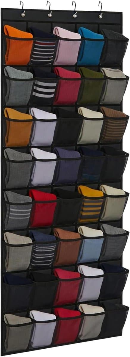 Schoenenorganizer Deur - Deurhanger Opbergrek - Ruimte Besparen - Opvouwbaar Mesh Design - 67 x 194 cm - Zwart