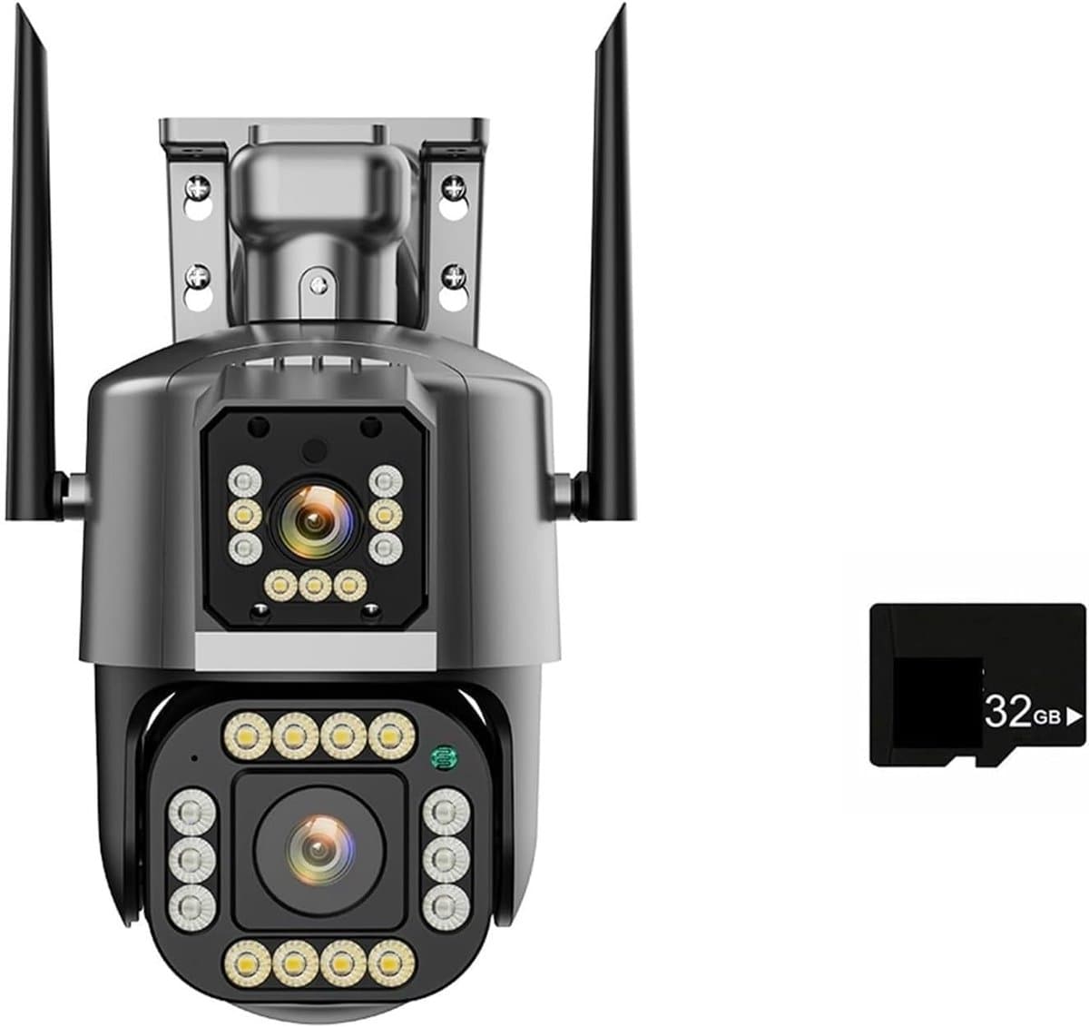 Beveiligingscamera Buiten - Drie Scherm Camera - Huis Bewaken - Automatische Tracking - 6K HD - Zwart