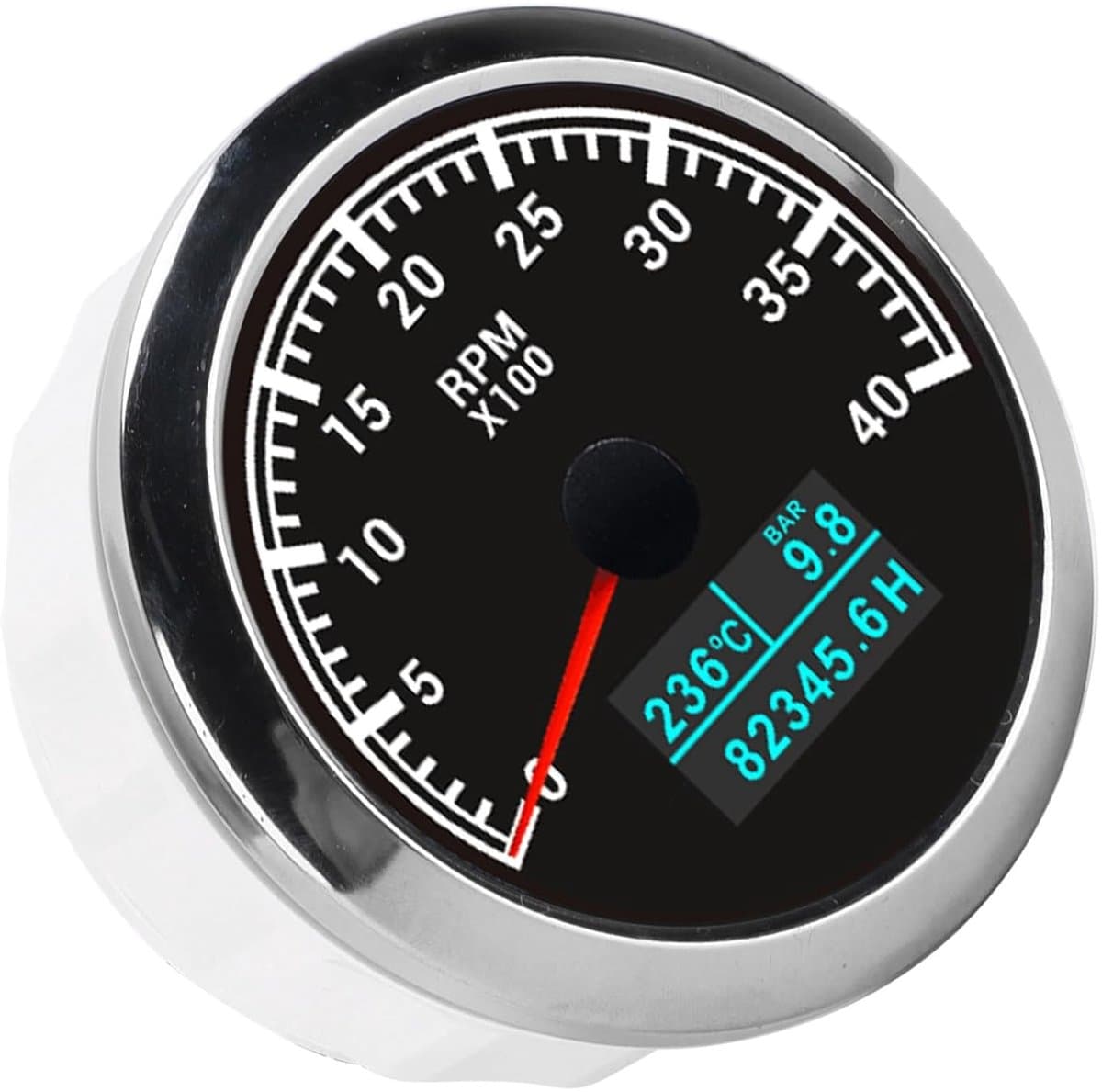 Pointer Toerenteller - Multifunctionele Meter - Voertuig Monitoring - IP67 Waterdicht - 3 in 1 - Zwarte Wijzerplaat
