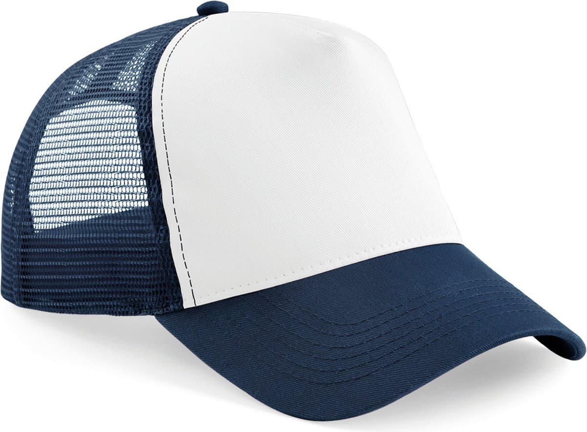 Beechfield Kinderpet in mesh, verstelbaar aan de achterkant. B640B - French Navy / White - One size