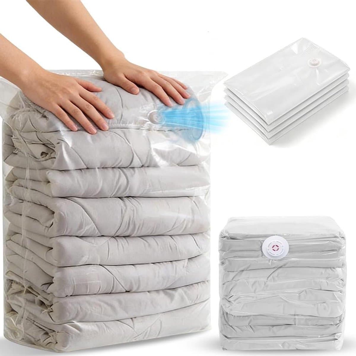 Set van 4 grote vacuümzakken voor kleding en beddengoed - Ruimtebesparende compressiezakken - Geschikt voor stofzuigers - Opbergzakken voor dekens.