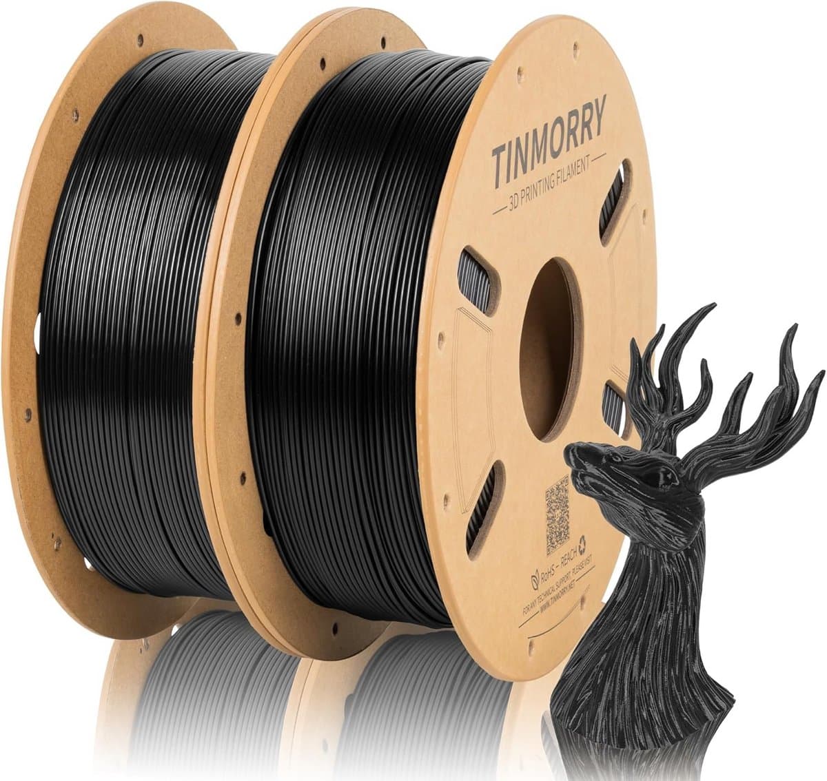 2x 1KG Zwart PETG Eco Filament 1.75mm voor 3D Printer - Hoge Snelheid Afdrukken
