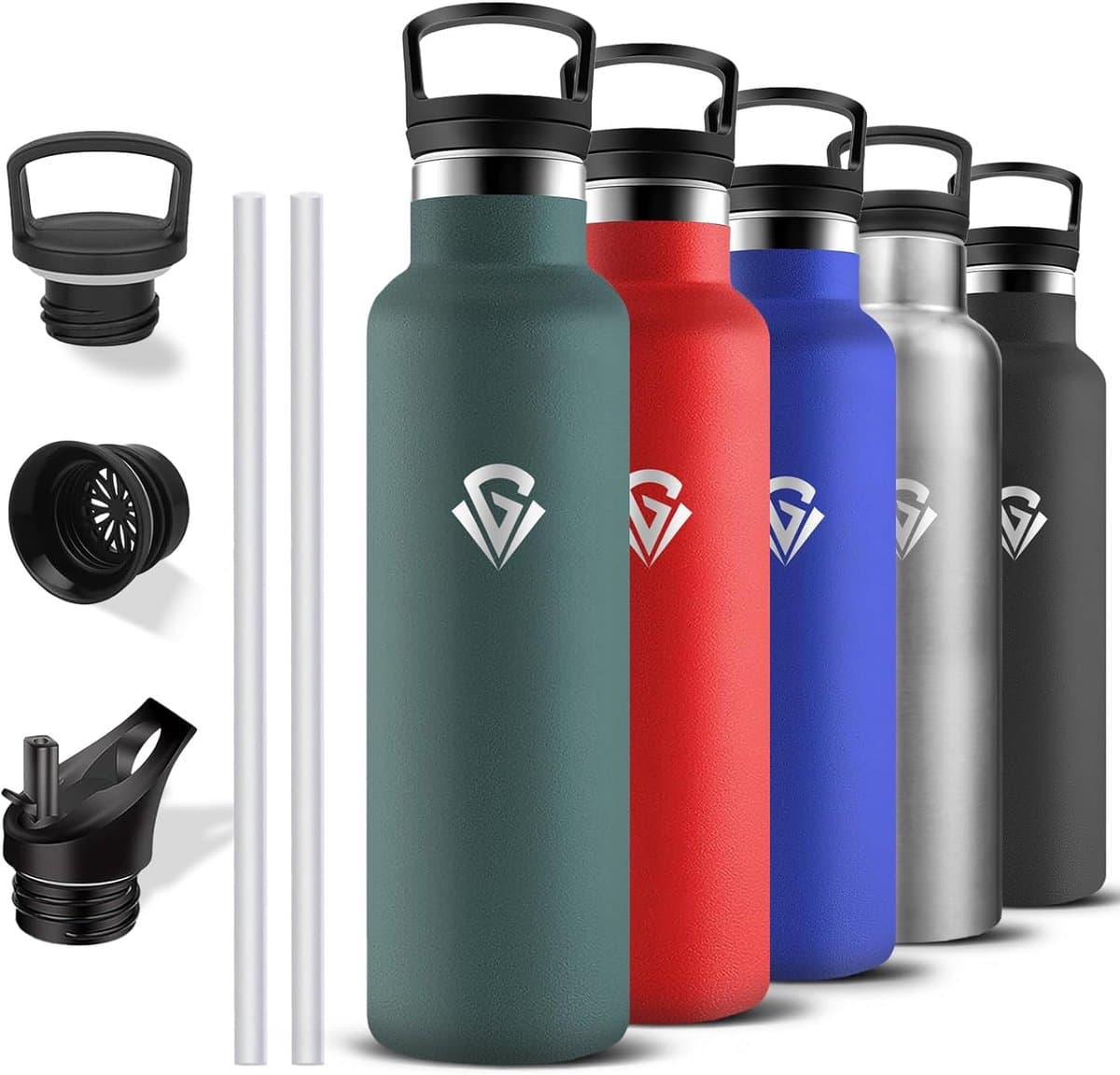RVS Thermosfles 1 Liter met Rietje - Lekvrij - Houdt Dranken Warm of Koud