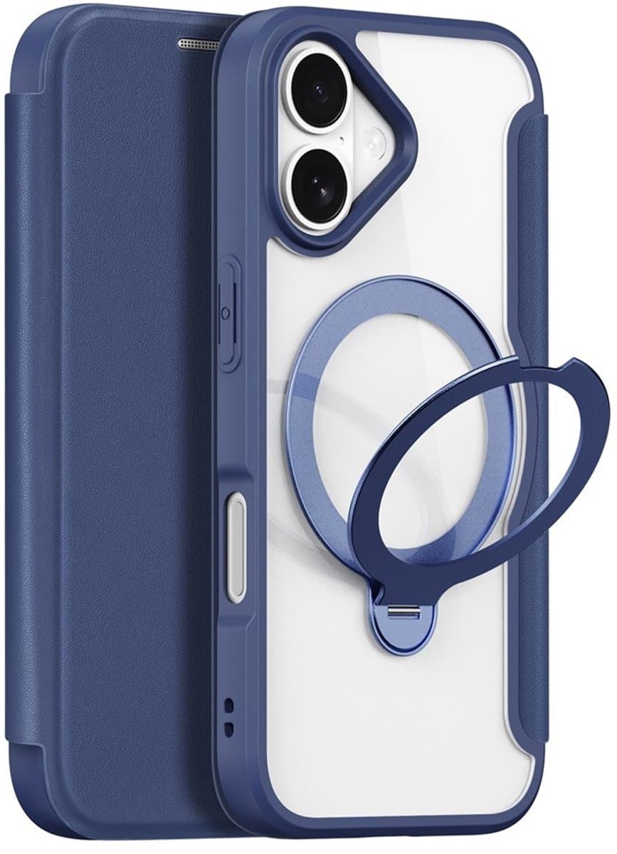 Dux Ducis Hoesje - Geschikt voor iPhone 17 Hoesje - Dux Ducis Skin X Pro Series Book Case - Kickstand Ring - MagSafe Compatible - Blauw