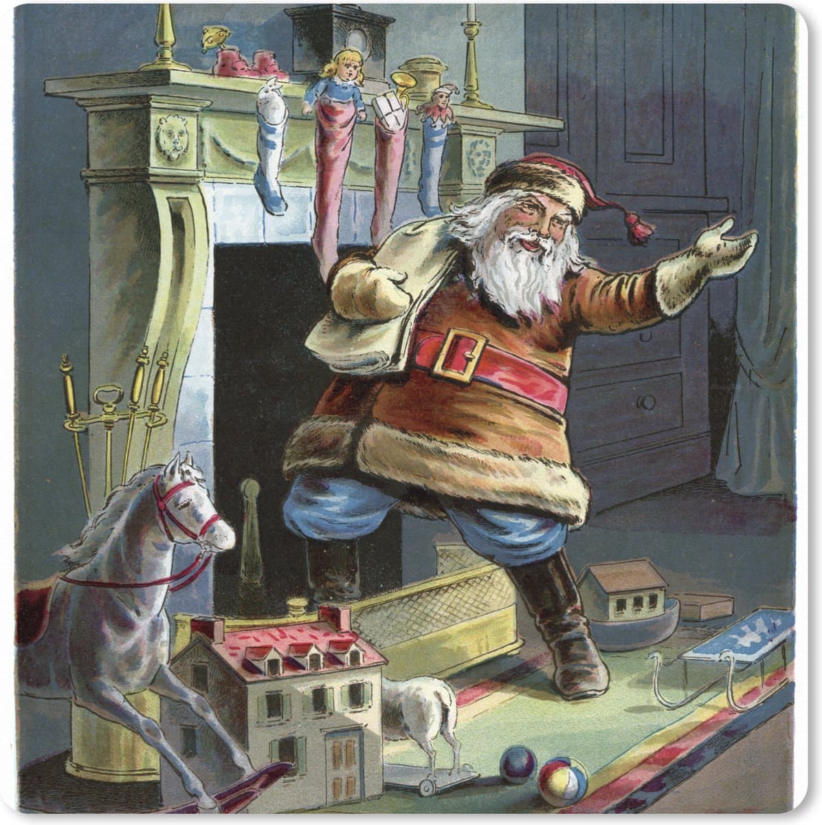 Muismat XXL 60x60 cm - Bureau onderlegger - Bureau mat Retro kerstman - Kerstmis - Bureaumat - Gaming mousepad xl - Bureaulegger groot - Computer deskmat