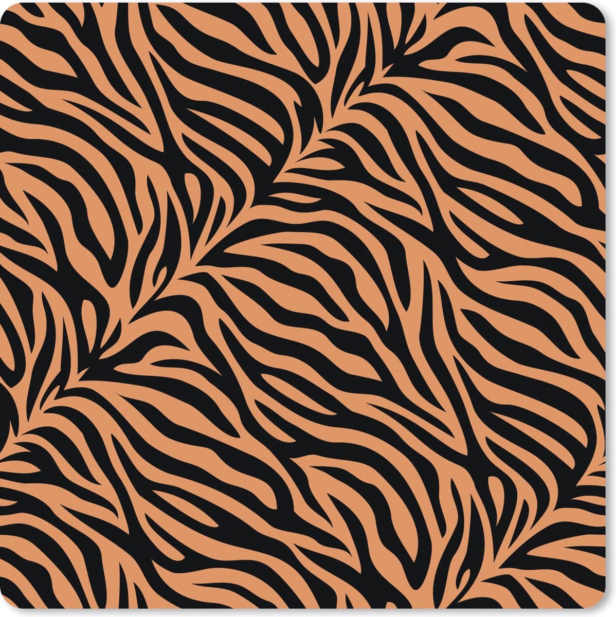Muismat XXL 40x40 cm - Bureau onderlegger - Bureau mat Tijgerprint - Oranje - Zwart - Bureaumat - Gaming mousepad xl - Bureaulegger groot - Computer deskmat