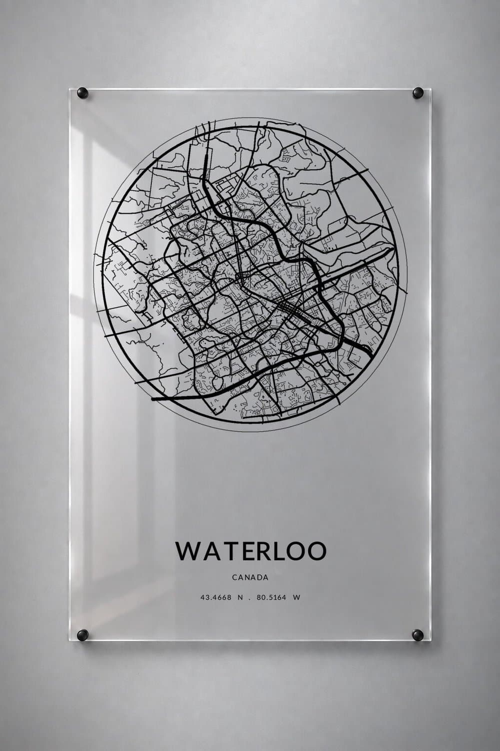 Stadskaart Waterloo - Plexiglas 20x30 cm - Orbit City