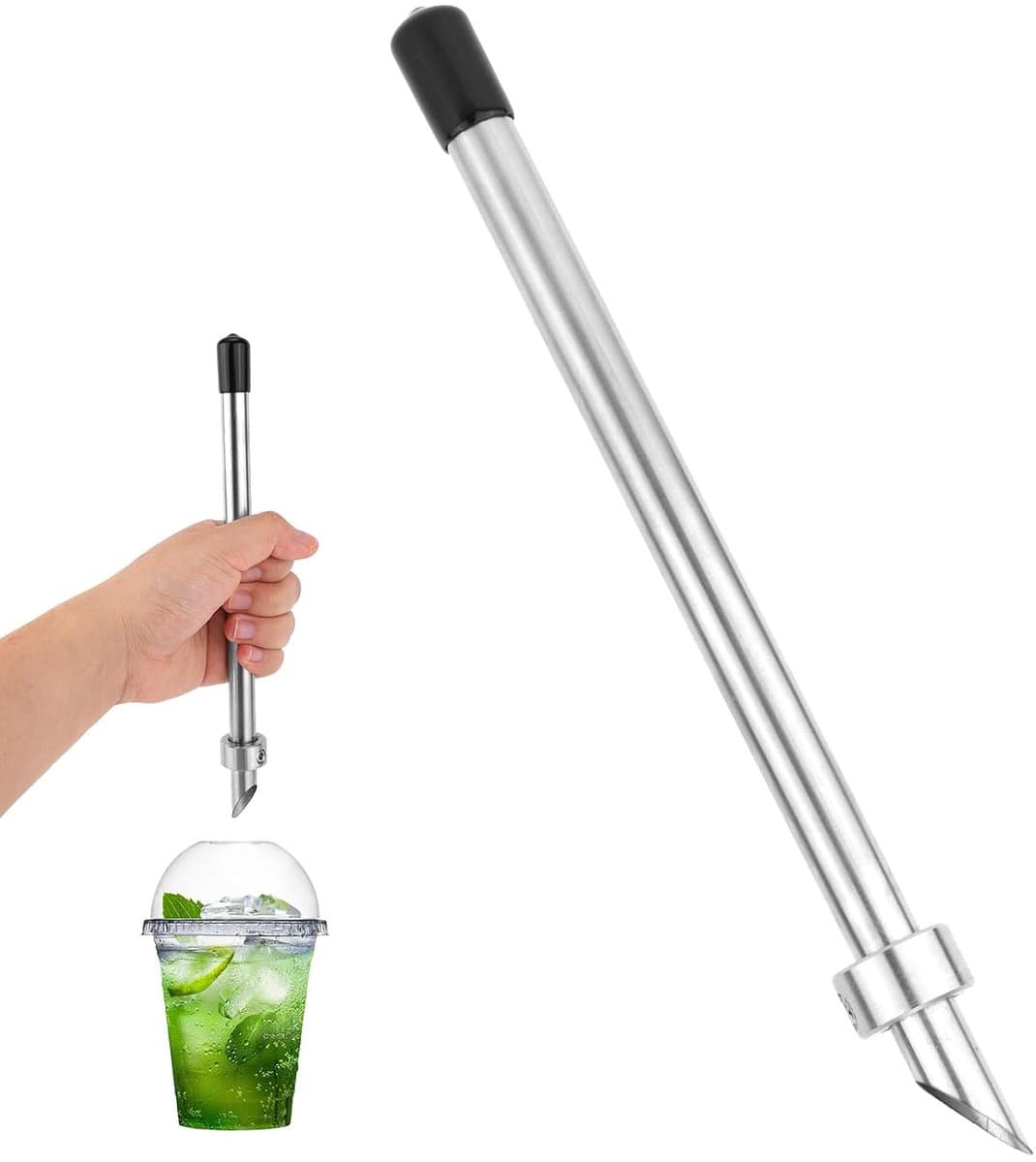 1st Rietjespons voor Plastic Deksels, Roestvrijstalen Rietjespons Ponsgereedschap voor Limonadekraambenodigdheden Delicatessencontainers Cafédranken