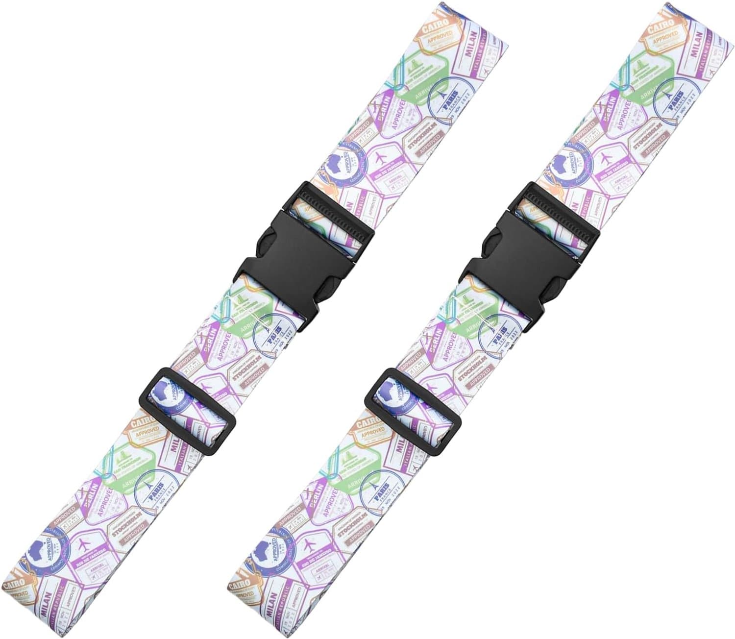SnelShoppen - 2 Stuks Kofferbanden met Snelsluiting, Opvallende Luchtvaartaccessoires voor Koffers, 175 cm x 6 cm, Duurzaam Polyester, Ideaal voor Rei