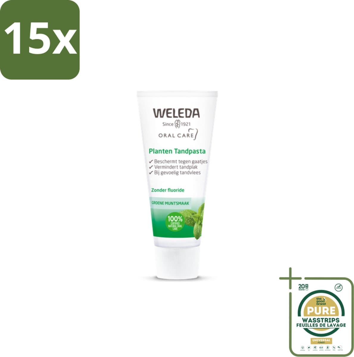 15 x WELEDA - Planten tandpasta - 75 ml - Grootverpakking - Natuurlijke Tandpasta - Tandvlees Kalmeren - Tandvlees Versterken - Kamille Extract - Mirre